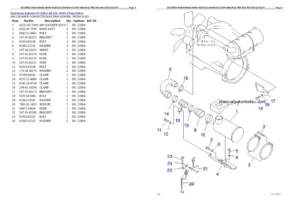 Protected: PC350LC-6Z S/N 10001-UP Partsbook