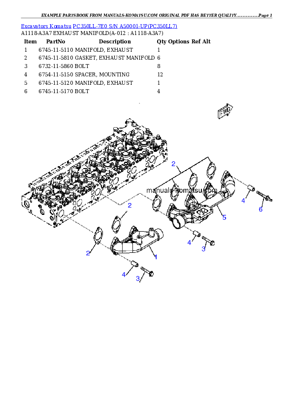 Protected: PC350LL-7E0 S/N A50001-UP Partsbook