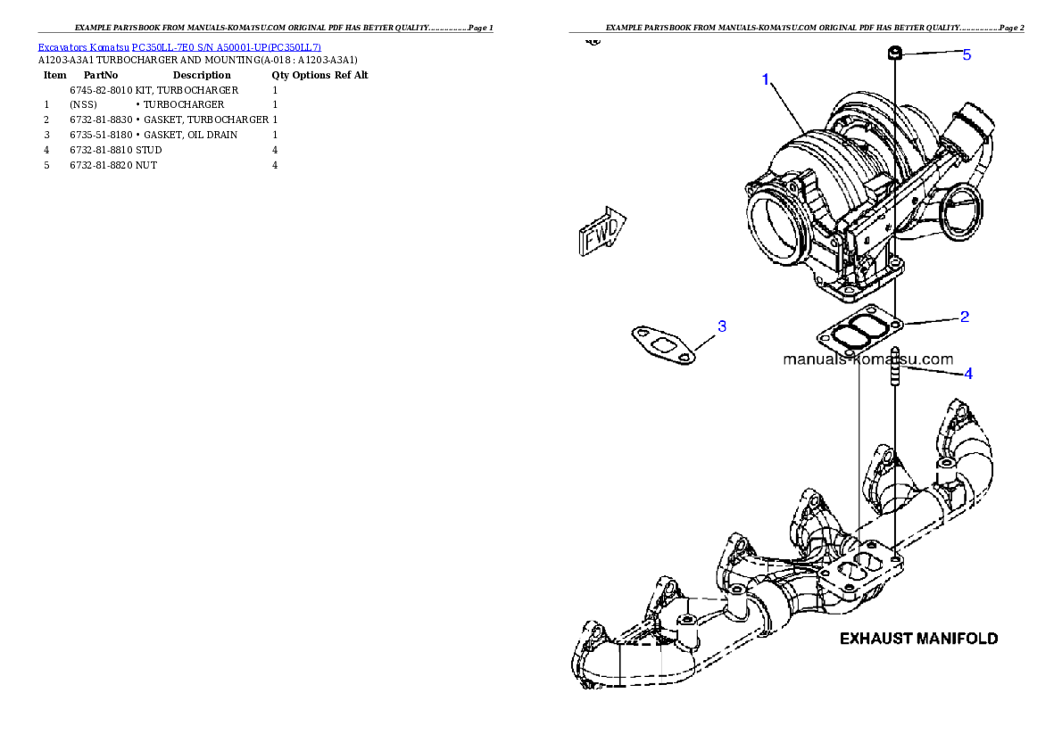 Protected: PC350LL-7E0 S/N A50001-UP Partsbook