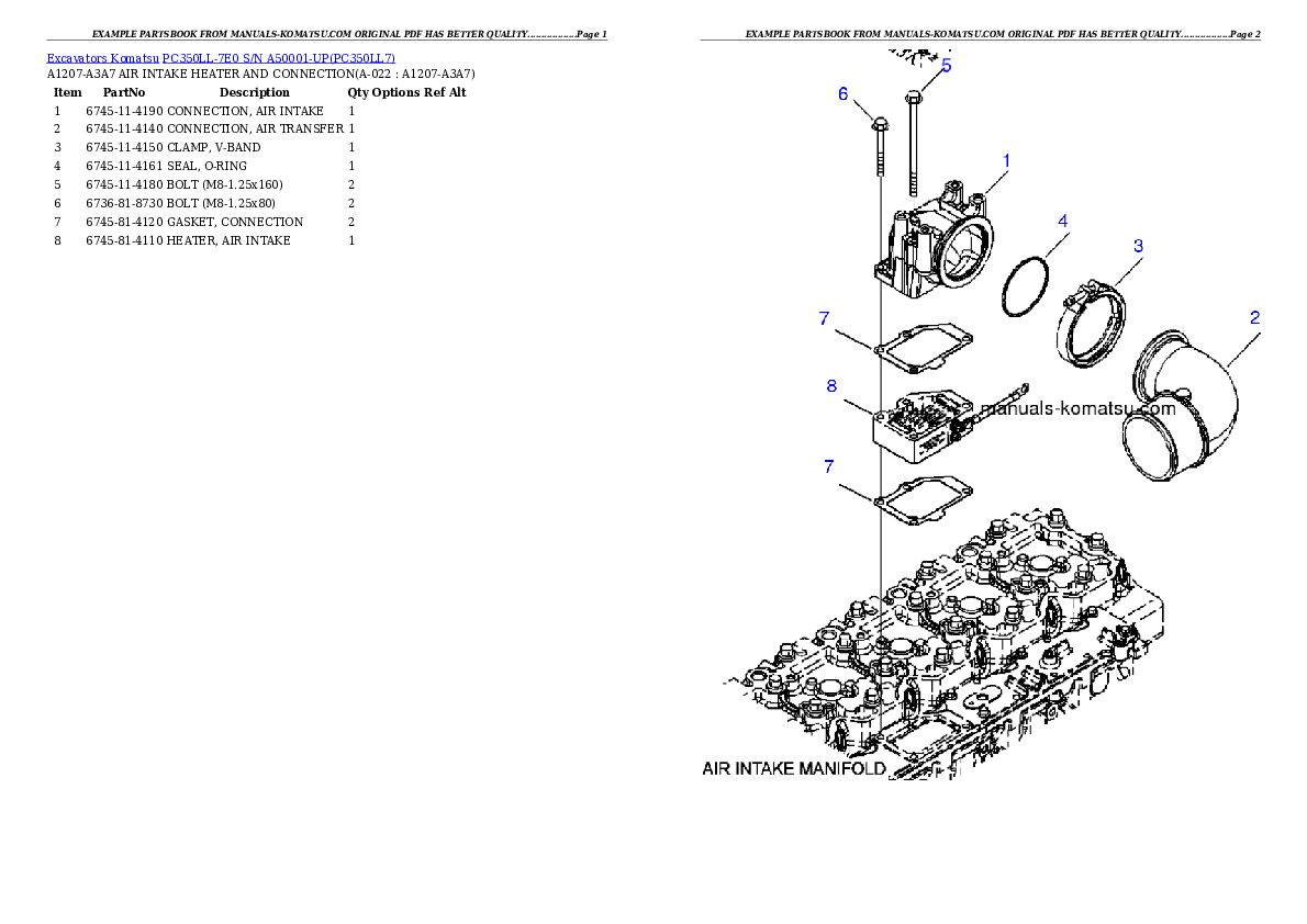 Protected: PC350LL-7E0 S/N A50001-UP Partsbook