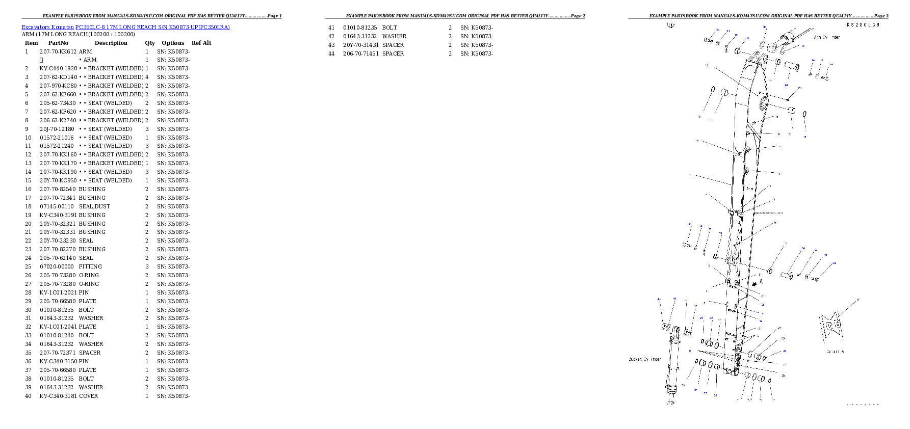 Protected: PC350LC-8 17M LONG REACH S/N K50873-UP Partsbook