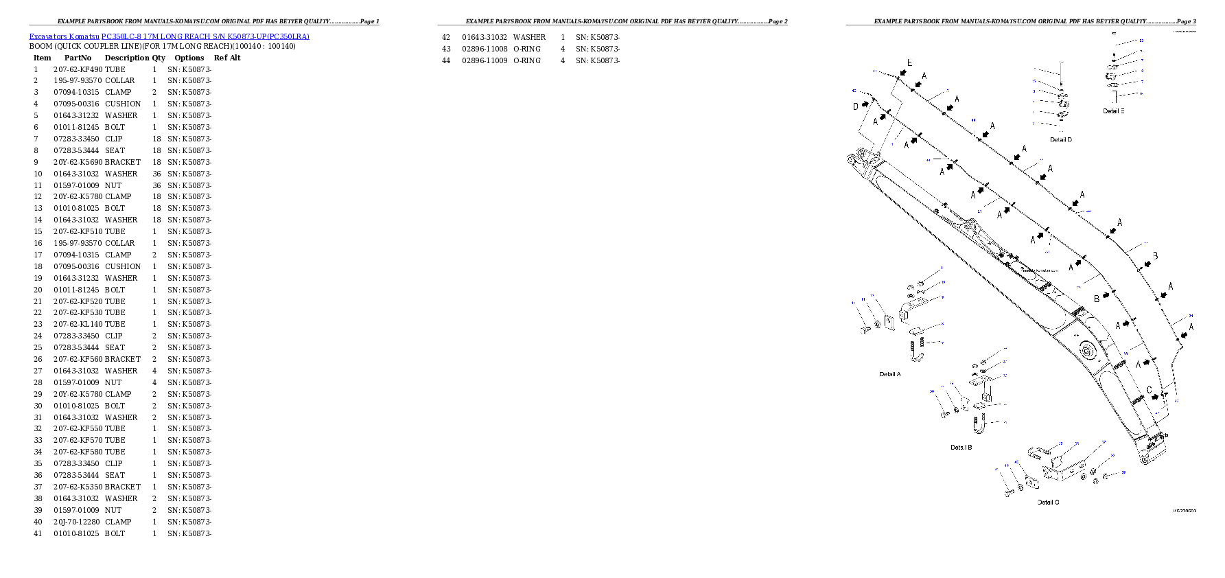 Protected: PC350LC-8 17M LONG REACH S/N K50873-UP Partsbook