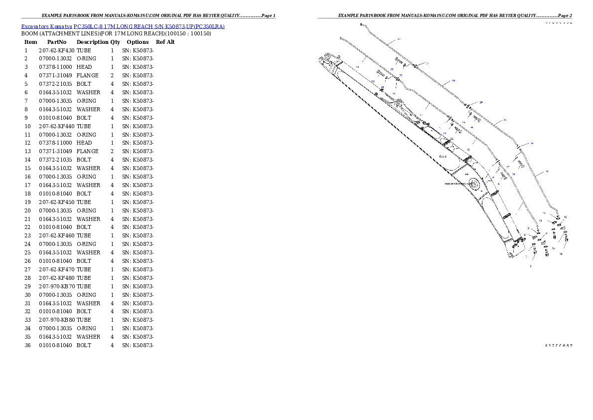 Protected: PC350LC-8 17M LONG REACH S/N K50873-UP Partsbook