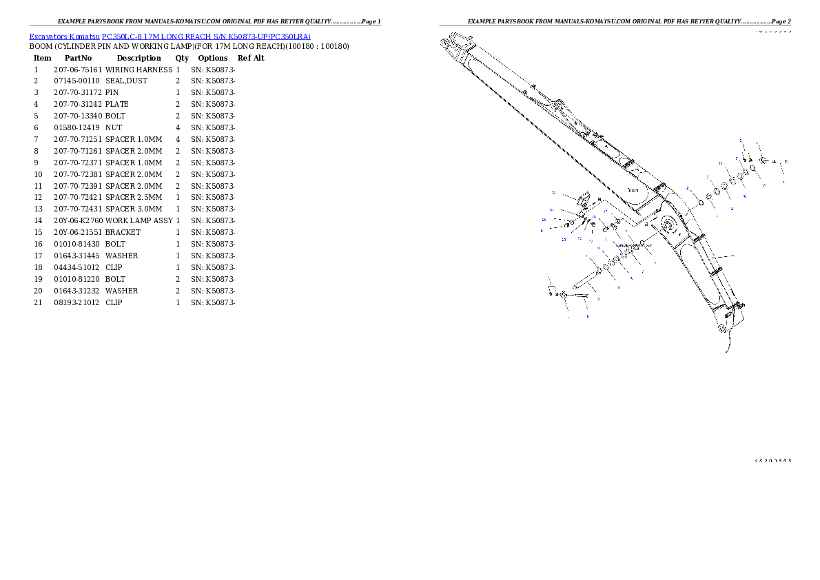 Protected: PC350LC-8 17M LONG REACH S/N K50873-UP Partsbook