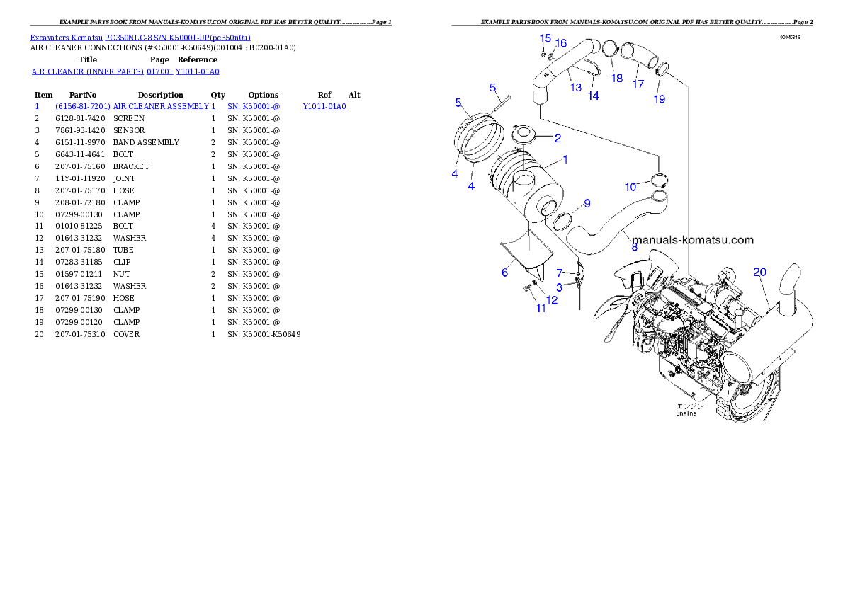 Protected: PC350NLC-8 S/N K50001-UP Partsbook