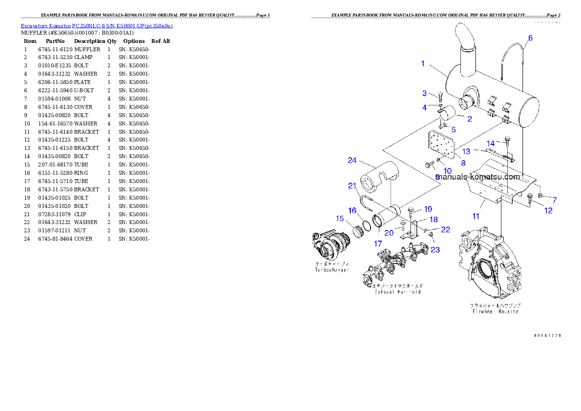 Protected: PC350NLC-8 S/N K50001-UP Partsbook