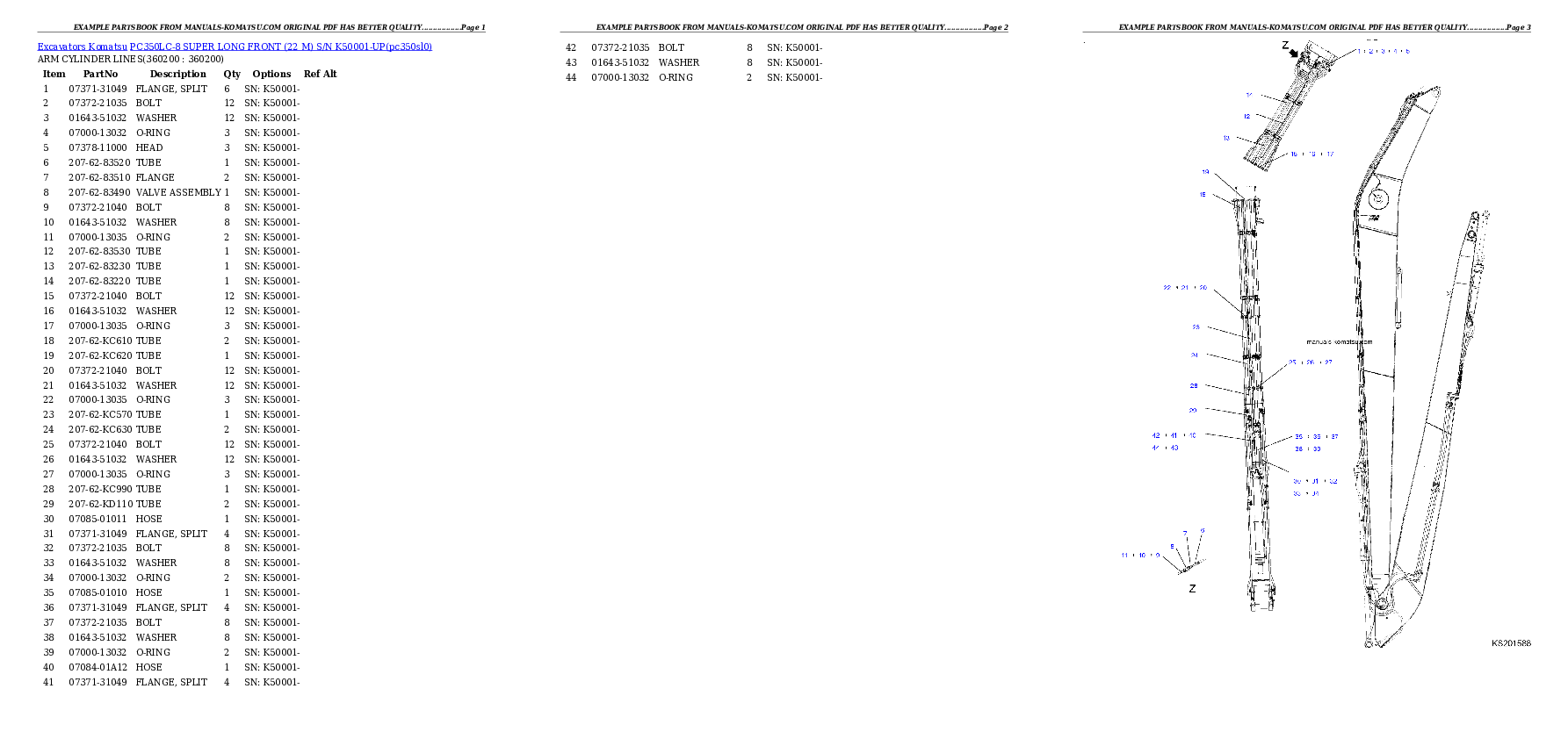 Protected: PC350LC-8 SUPER LONG FRONT (22 M) S/N K50001-UP Partsbook