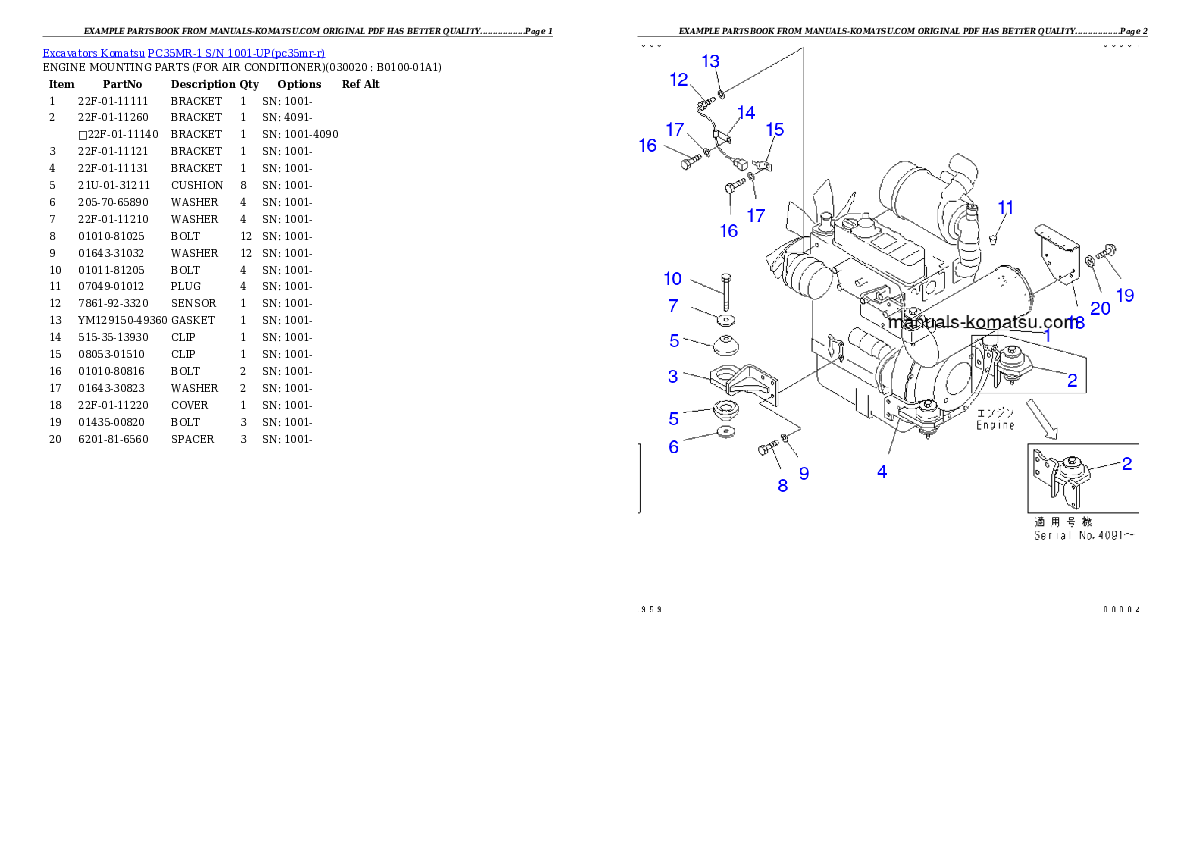 PC35MR-1 S/N 1001-UP Partsbook