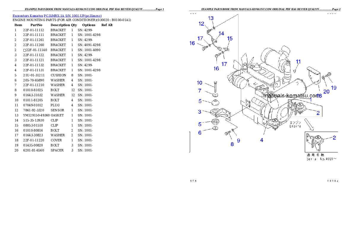 PC35MRX-1A S/N 1001-UP Partsbook