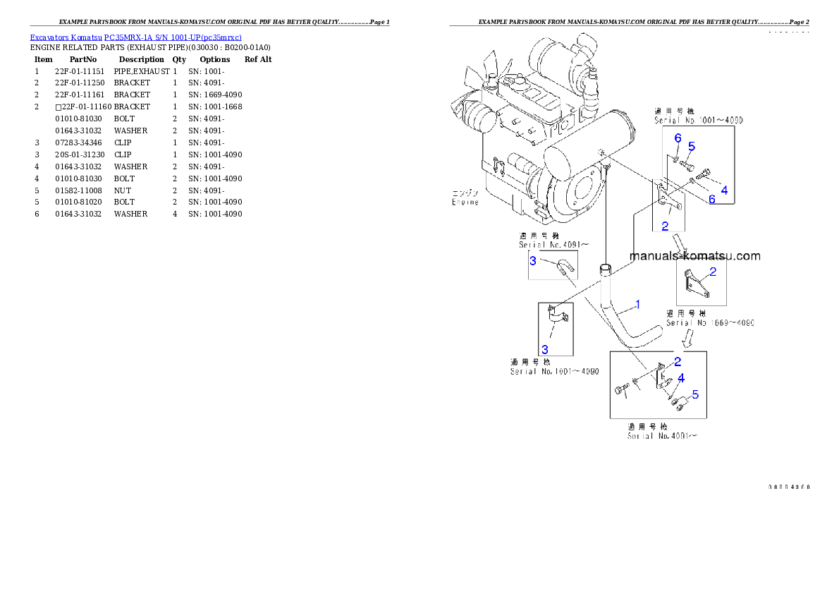 PC35MRX-1A S/N 1001-UP Partsbook