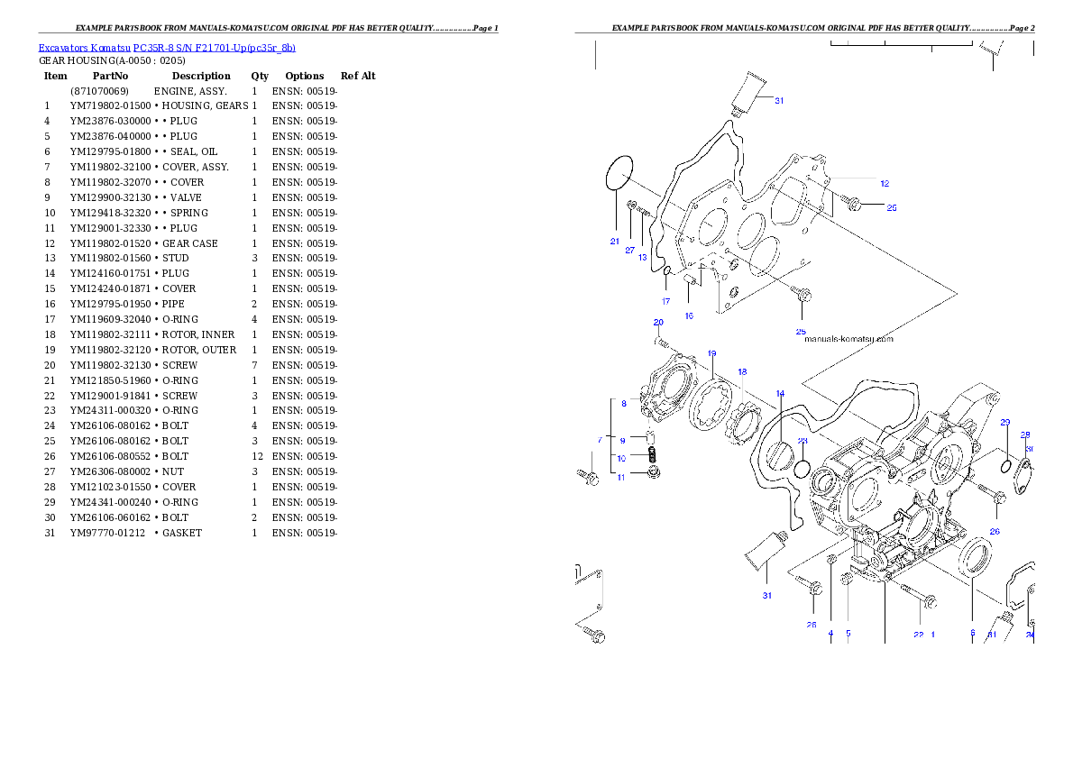 Protected: PC35R-8 S/N F21701-Up Partsbook