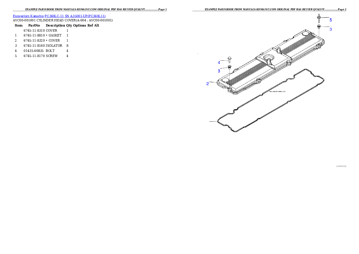 PC360LC-11 SN A35001-UP Partsbook
