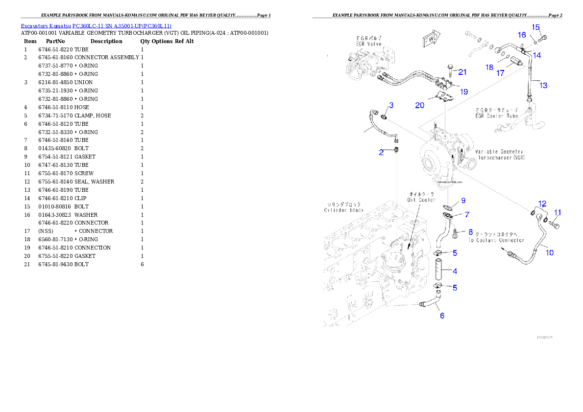 Protected: PC360LC-11 SN A35001-UP Partsbook
