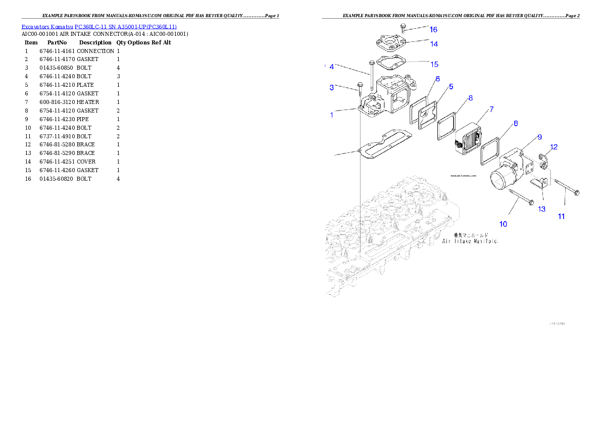 Protected: PC360LC-11 SN A35001-UP Partsbook