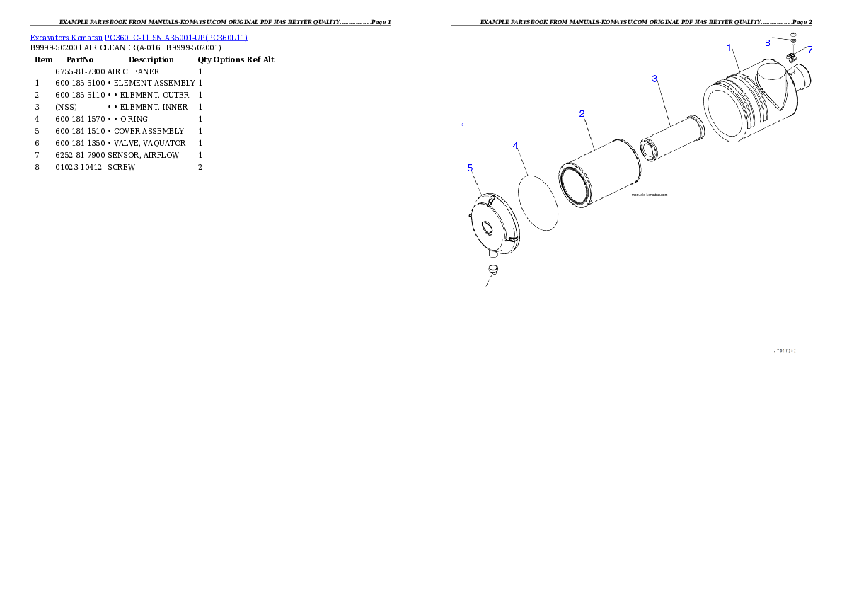 Protected: PC360LC-11 SN A35001-UP Partsbook