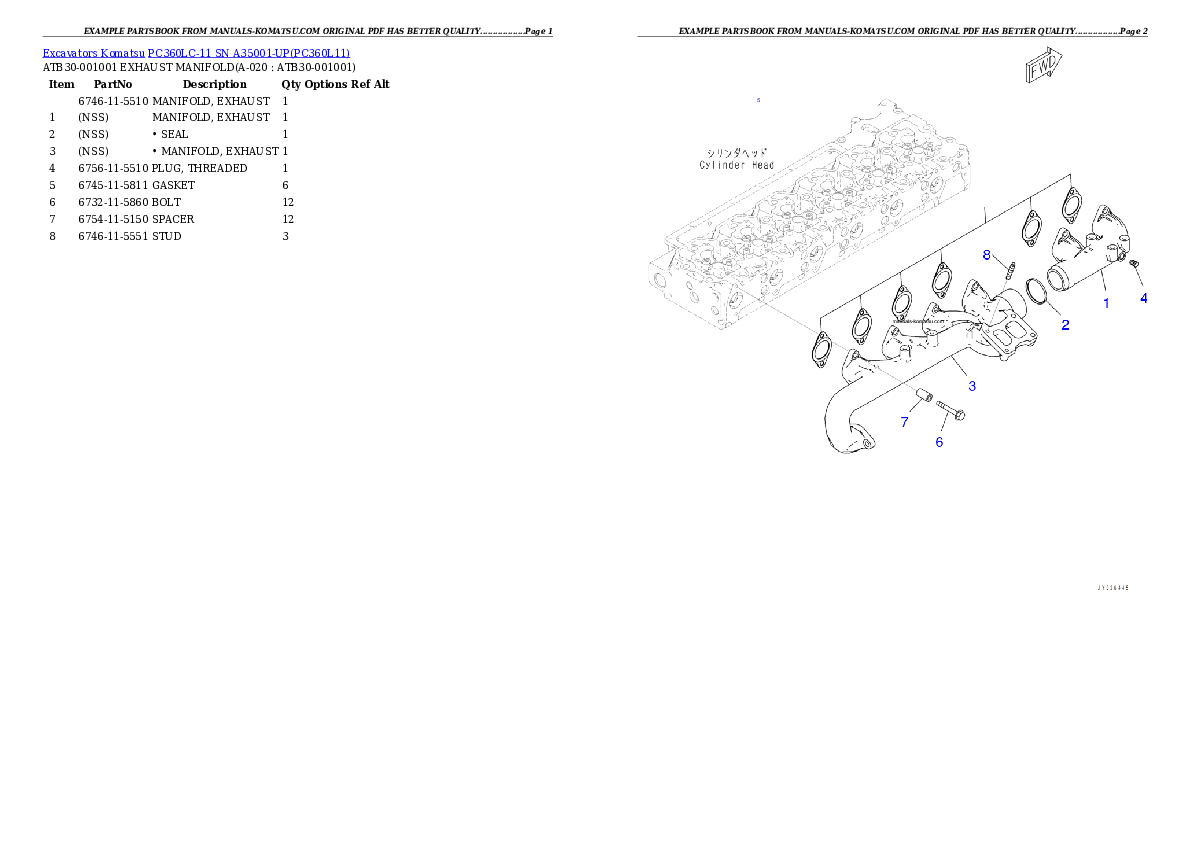 Protected: PC360LC-11 SN A35001-UP Partsbook