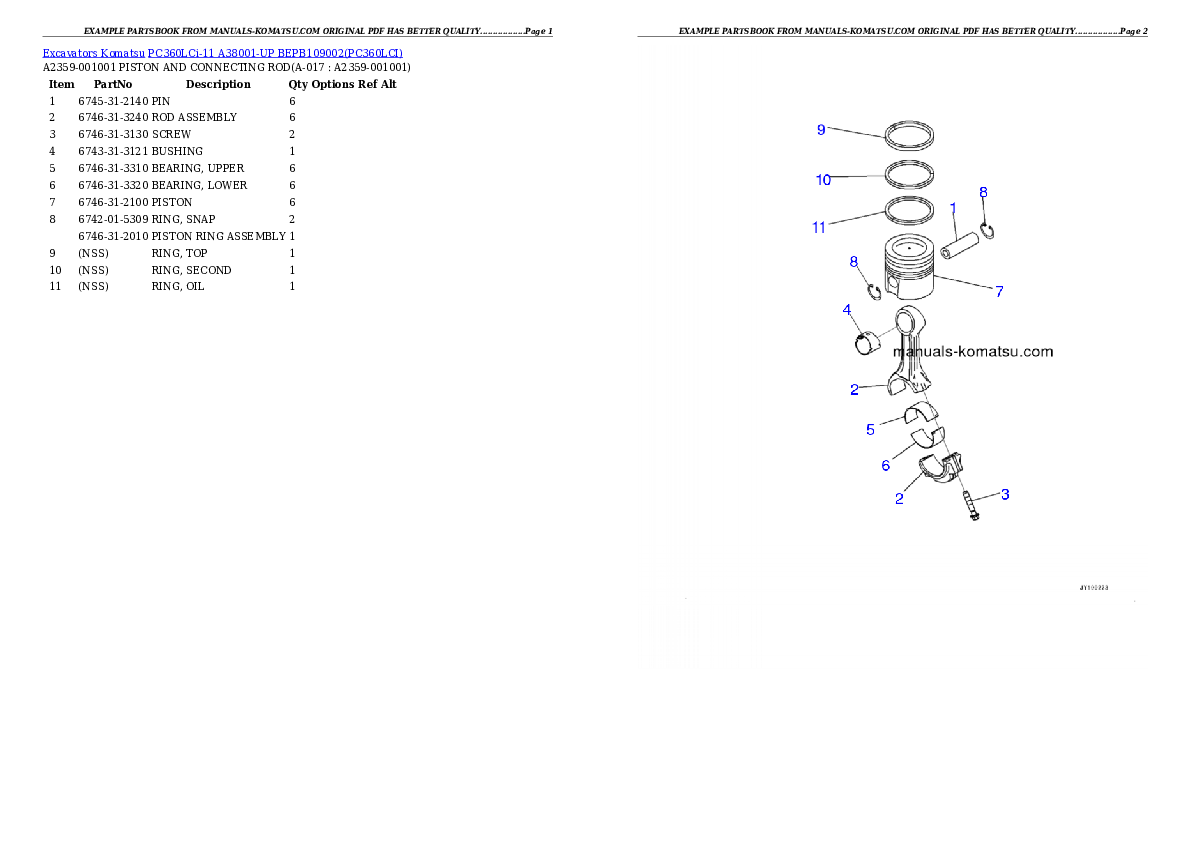 Protected: PC360LCi-11 A38001-UP BEPB109002 Partsbook