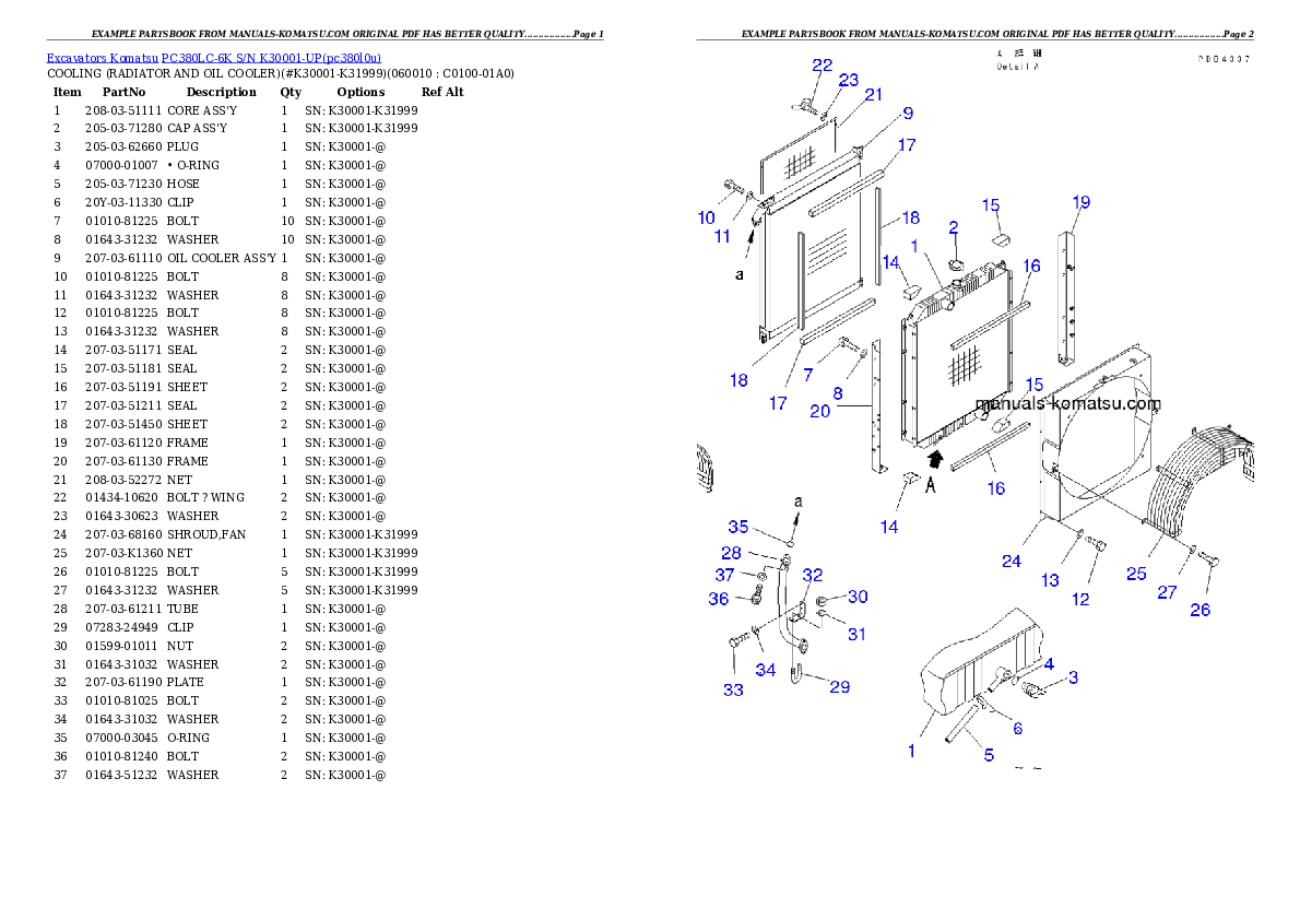 Protected: PC380LC-6K S/N K30001-UP Partsbook