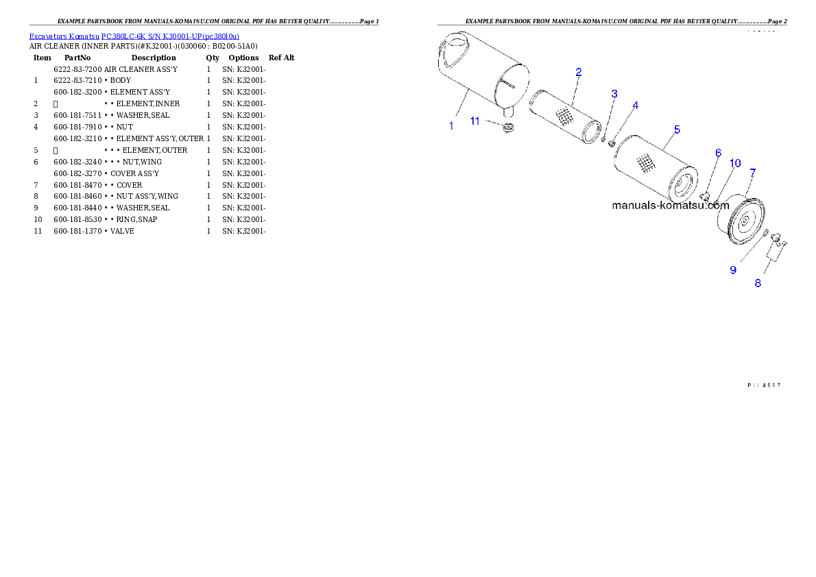Protected: PC380LC-6K S/N K30001-UP Partsbook