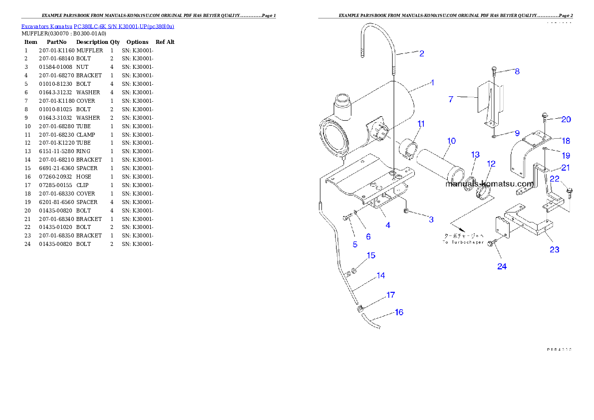 Protected: PC380LC-6K S/N K30001-UP Partsbook