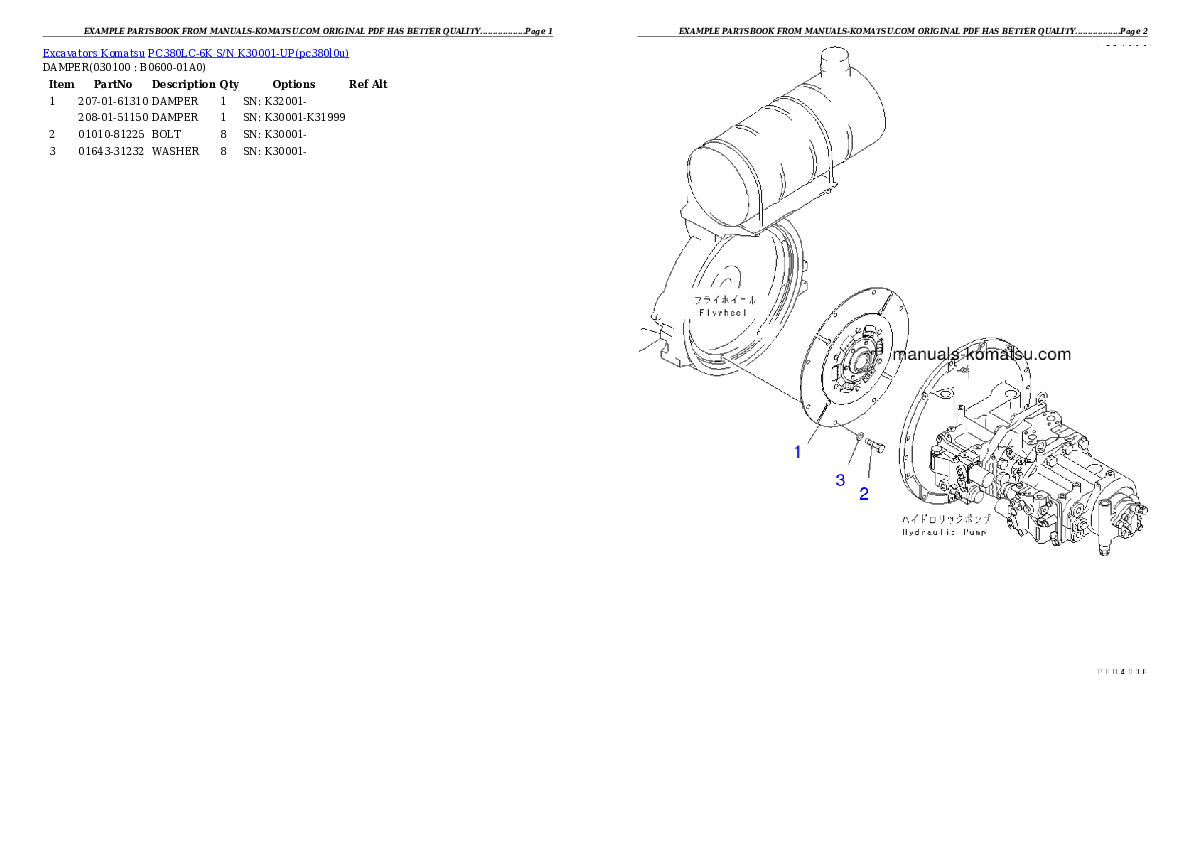 Protected: PC380LC-6K S/N K30001-UP Partsbook