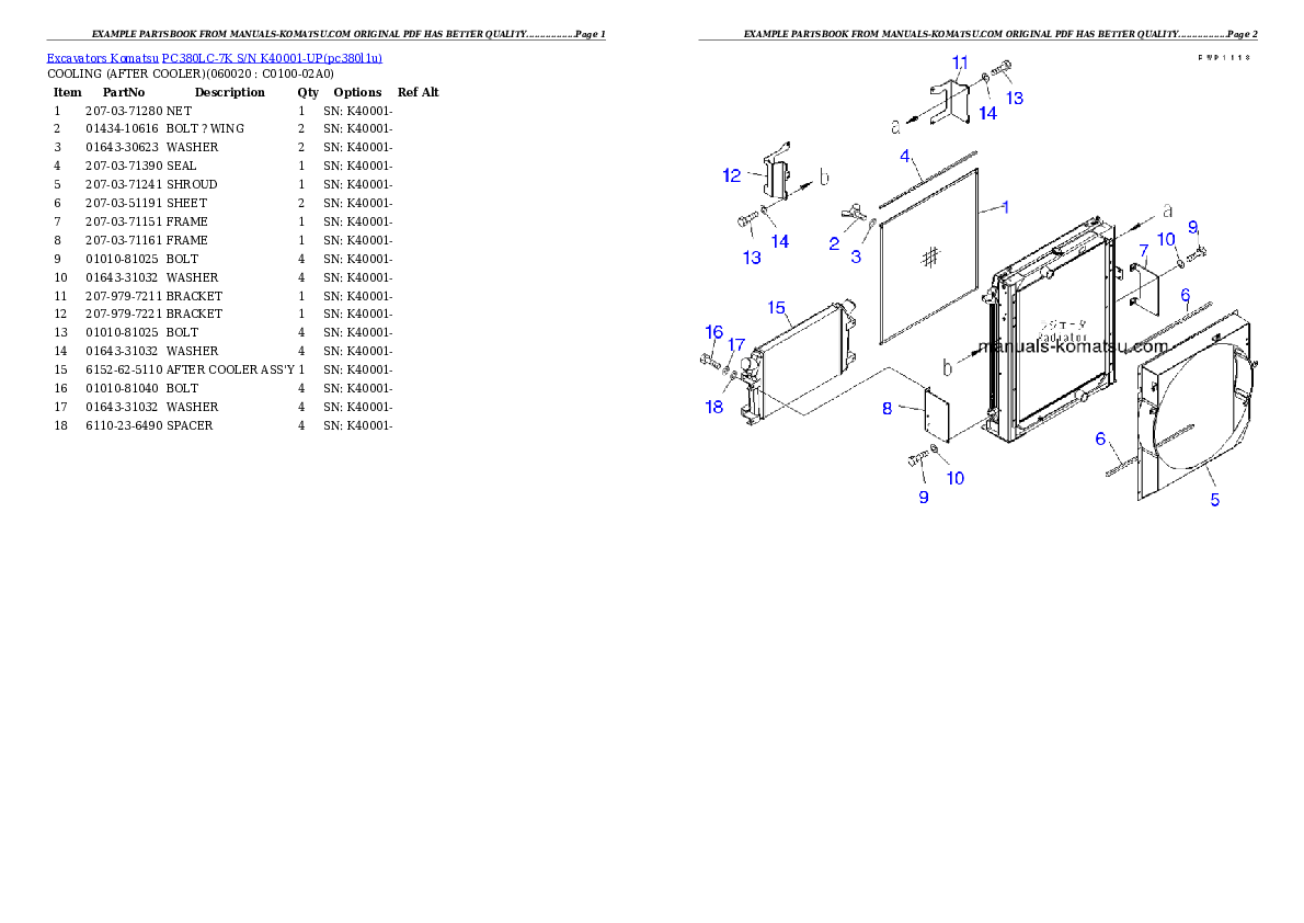 Protected: PC380LC-7K S/N K40001-UP Partsbook