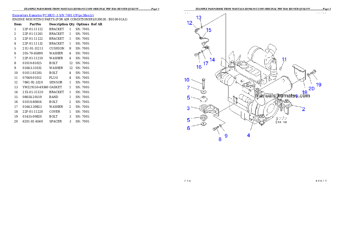 PC38UU-3 S/N 7001-UP Partsbook