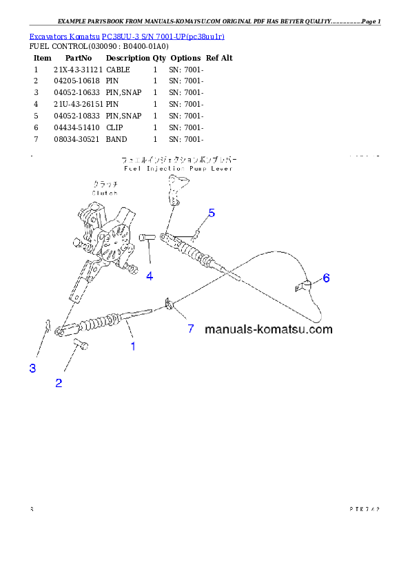 Protected: PC38UU-3 S/N 7001-UP Partsbook