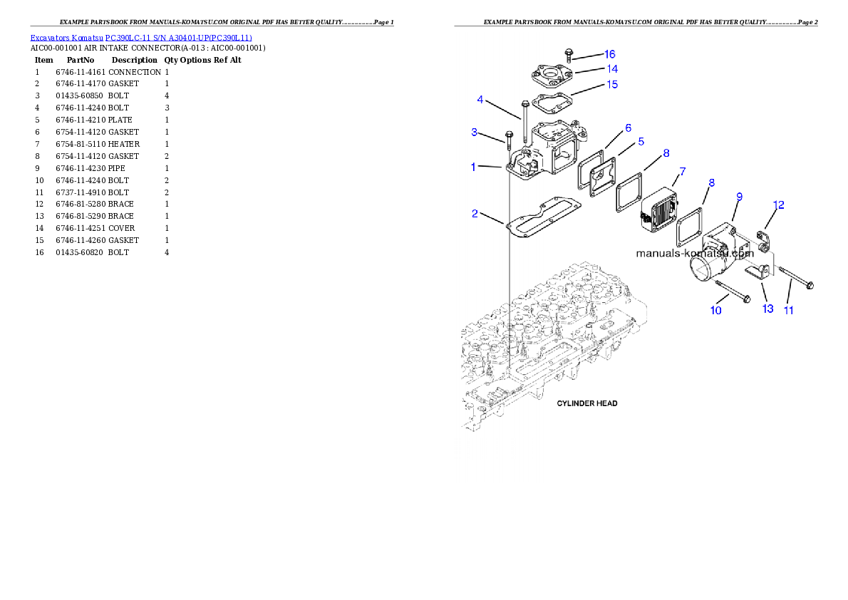 Protected: PC390LC-11 S/N A30401-UP Partsbook