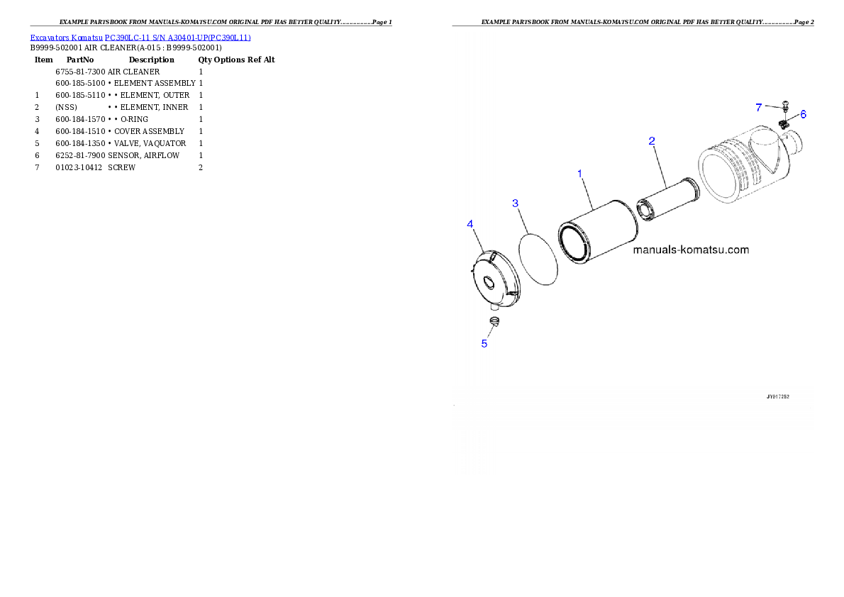 Protected: PC390LC-11 S/N A30401-UP Partsbook