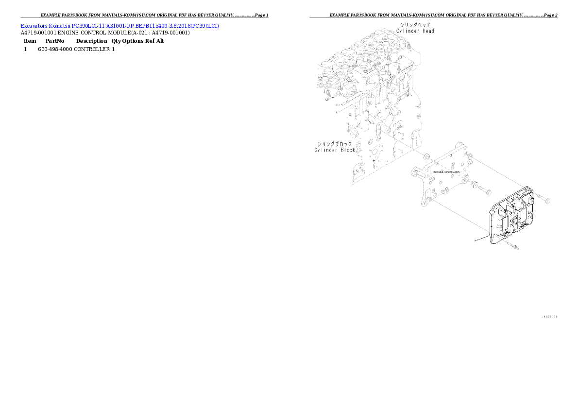 Protected: PC390LCI-11 A31001-UP BEPB113400 3.8.2018 Partsbook