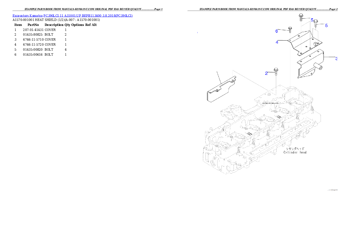 Protected: PC390LCI-11 A31001-UP BEPB113400 3.8.2018 Partsbook