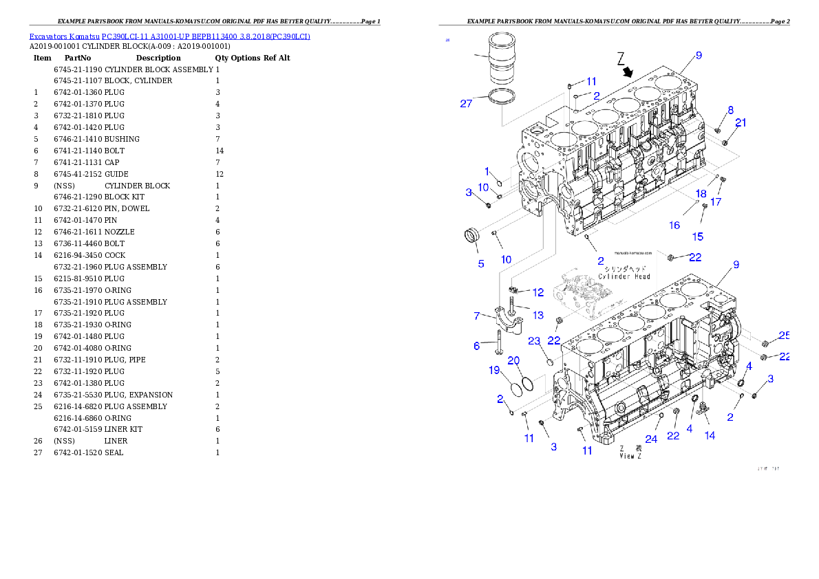 Protected: PC390LCI-11 A31001-UP BEPB113400 3.8.2018 Partsbook