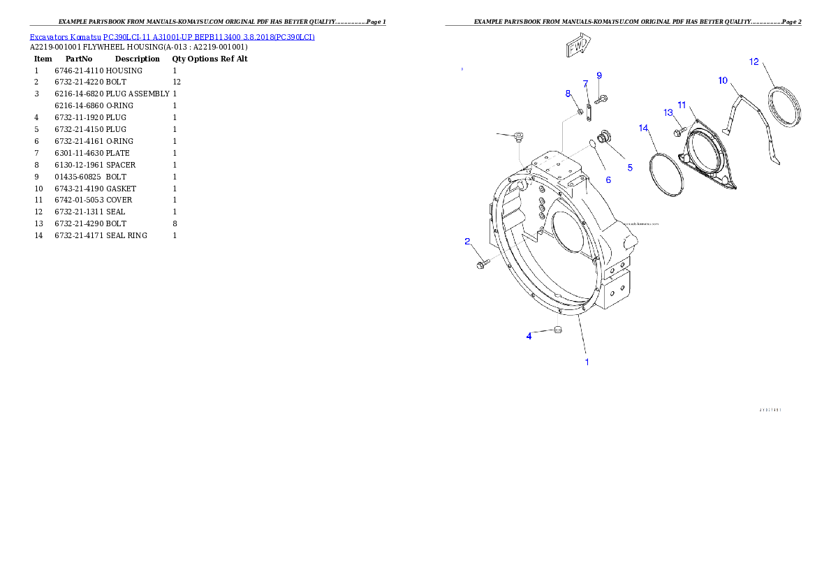 Protected: PC390LCI-11 A31001-UP BEPB113400 3.8.2018 Partsbook