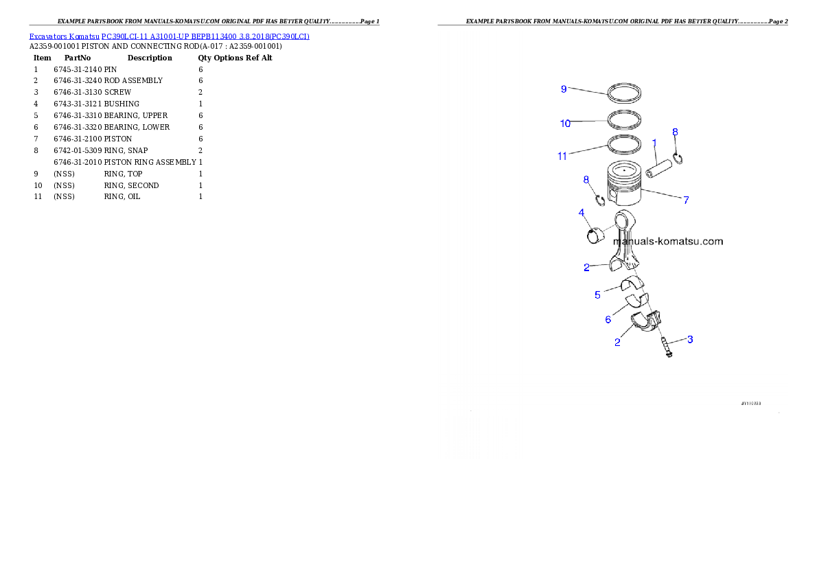 Protected: PC390LCI-11 A31001-UP BEPB113400 3.8.2018 Partsbook