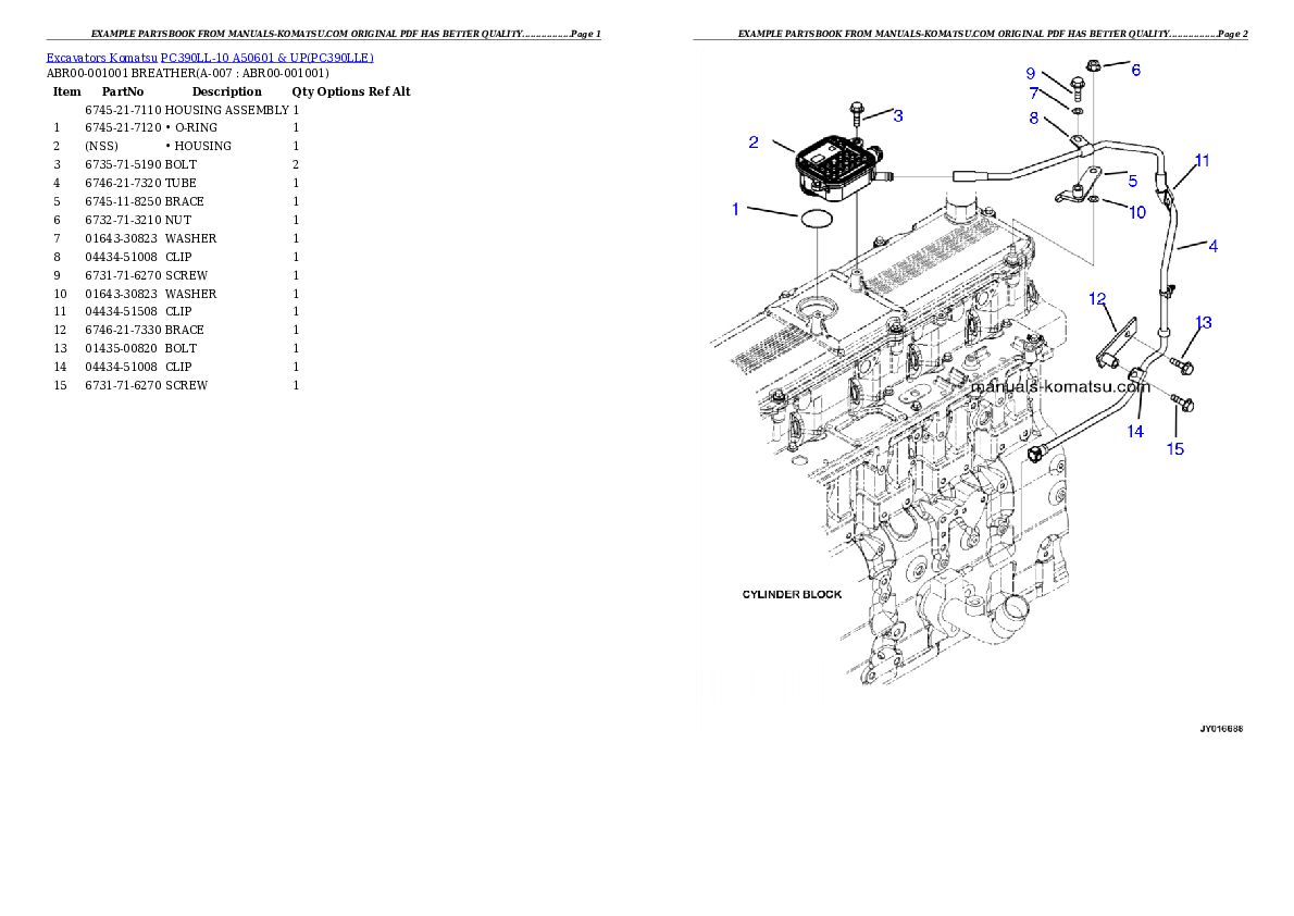 Protected: PC390LL-10 A50601 & UP Partsbook