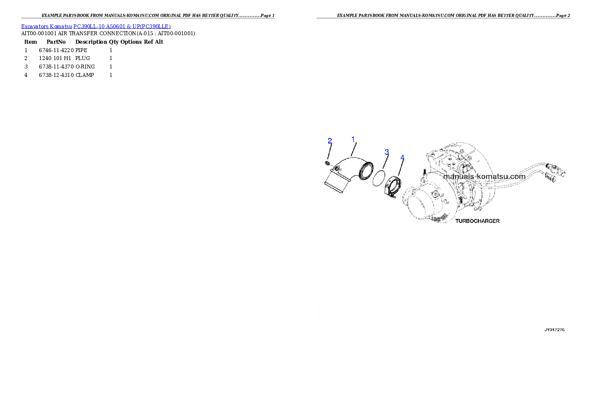 Protected: PC390LL-10 A50601 & UP Partsbook