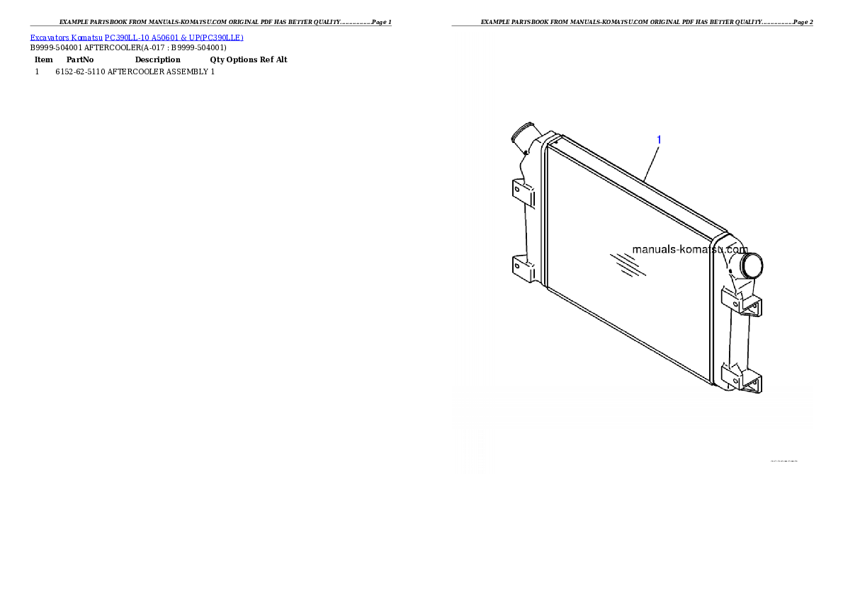 Protected: PC390LL-10 A50601 & UP Partsbook