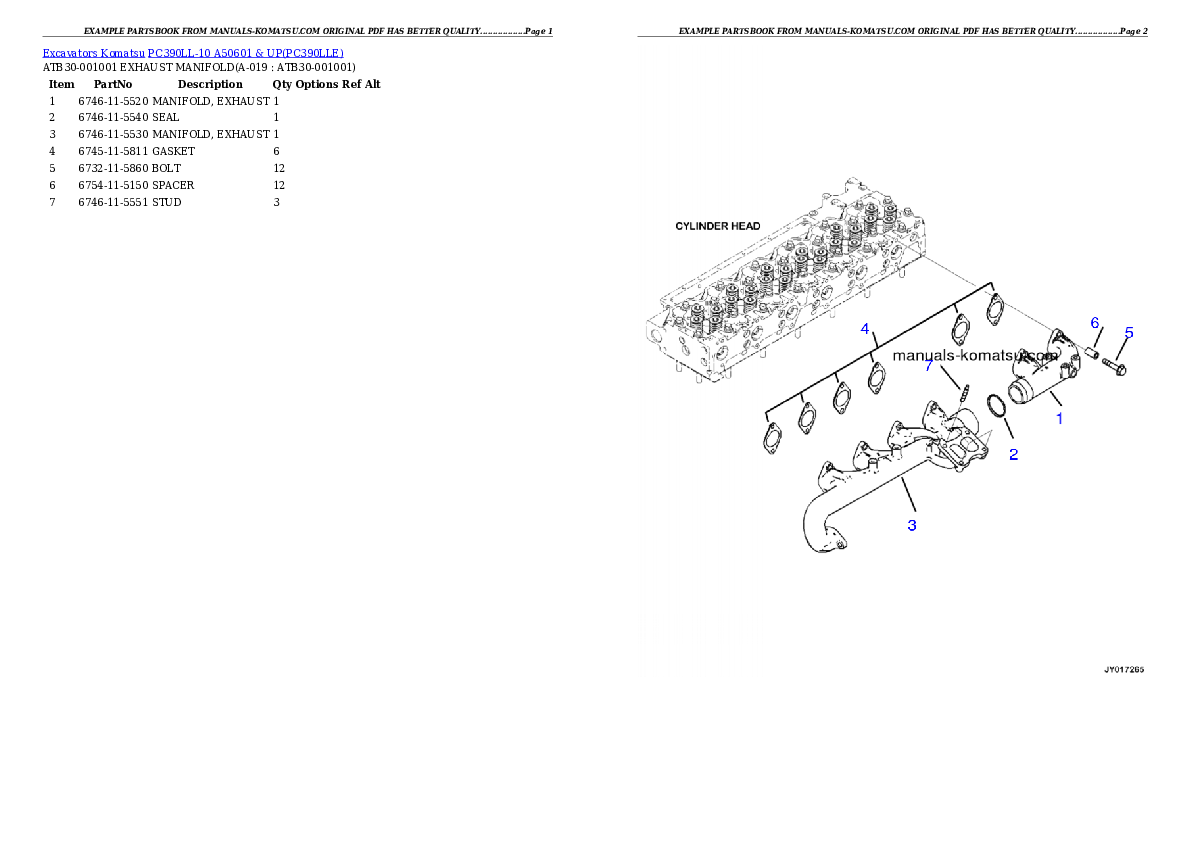 Protected: PC390LL-10 A50601 & UP Partsbook