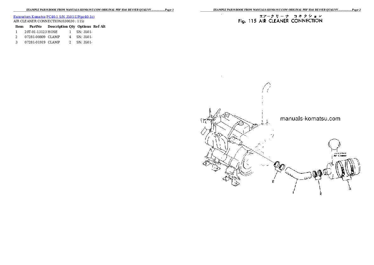 PC40-1 S/N 3501-UP Partsbook