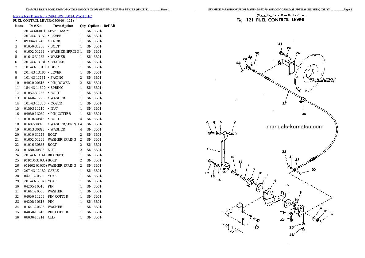 Protected: PC40-1 S/N 3501-UP Partsbook