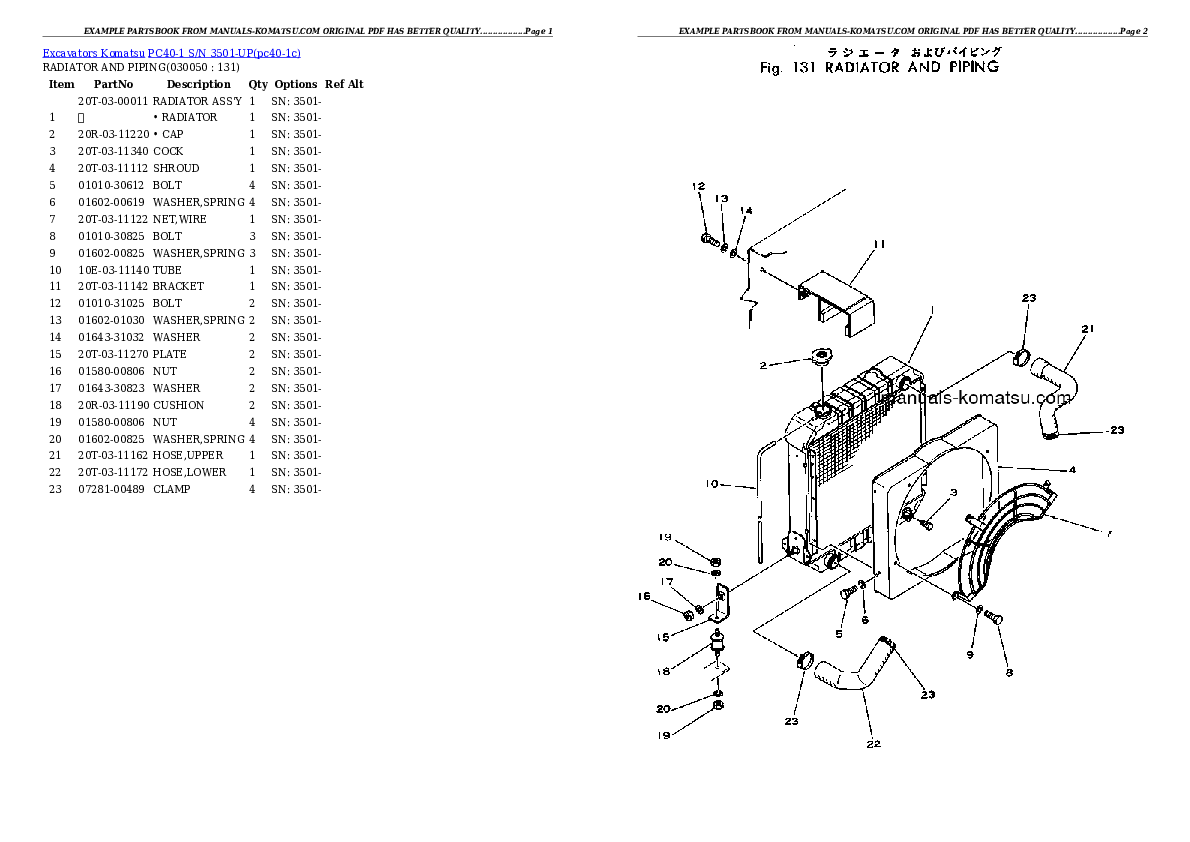 Protected: PC40-1 S/N 3501-UP Partsbook