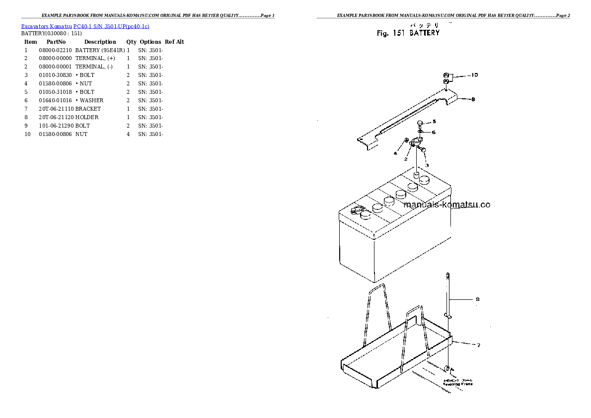 Protected: PC40-1 S/N 3501-UP Partsbook