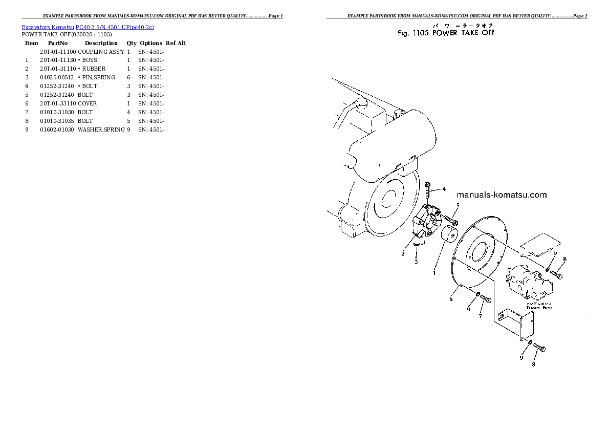 PC40-2 S/N 4501-UP Partsbook