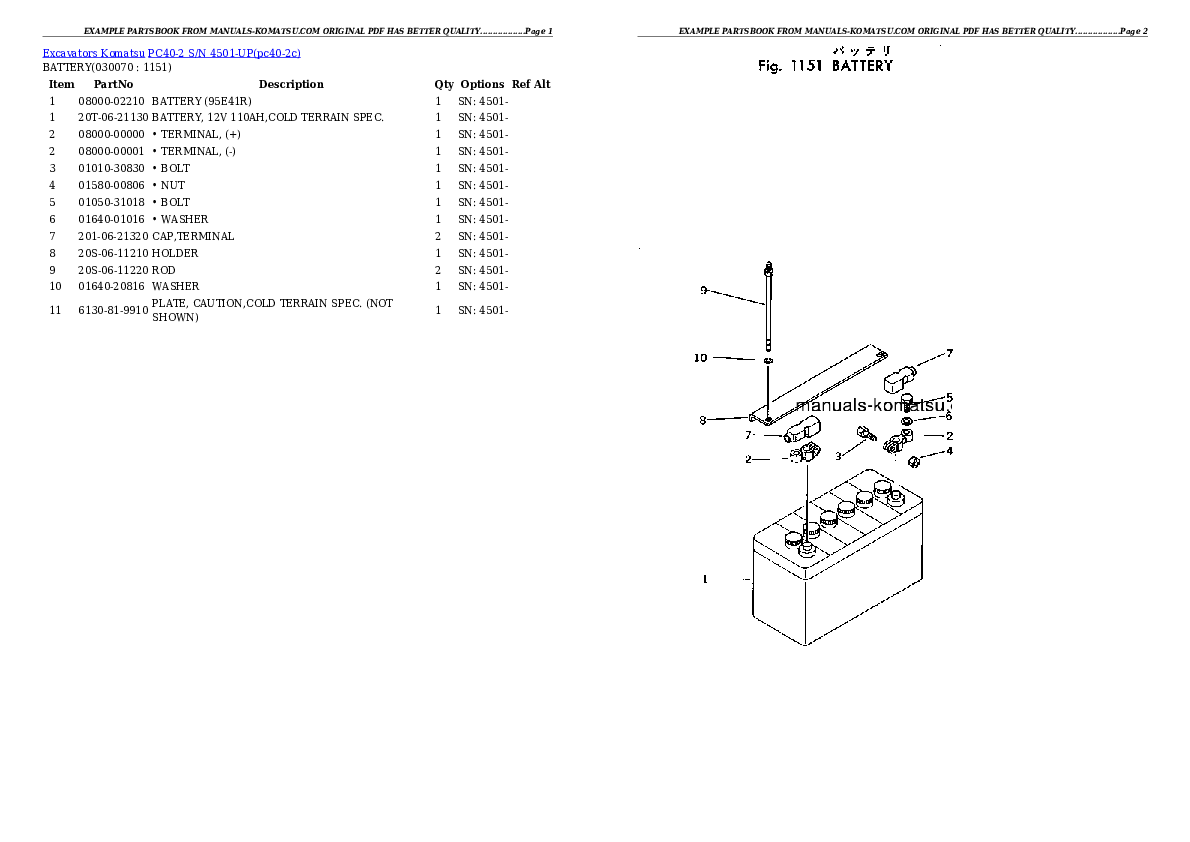 Protected: PC40-2 S/N 4501-UP Partsbook