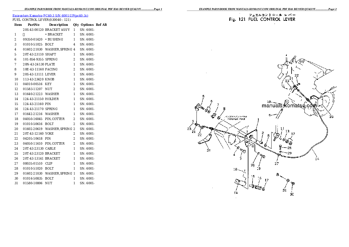 Protected: PC40-3 S/N 6001-UP Partsbook