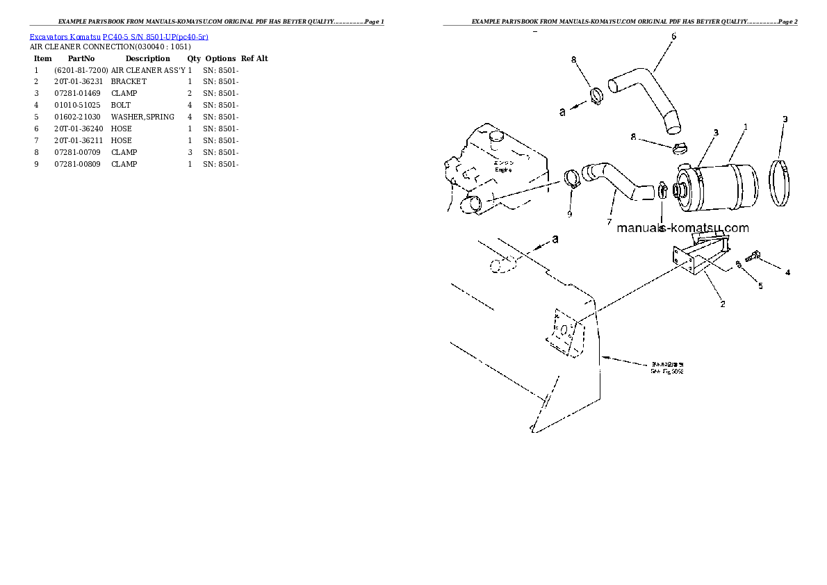 Protected: PC40-5 S/N 8501-UP Partsbook
