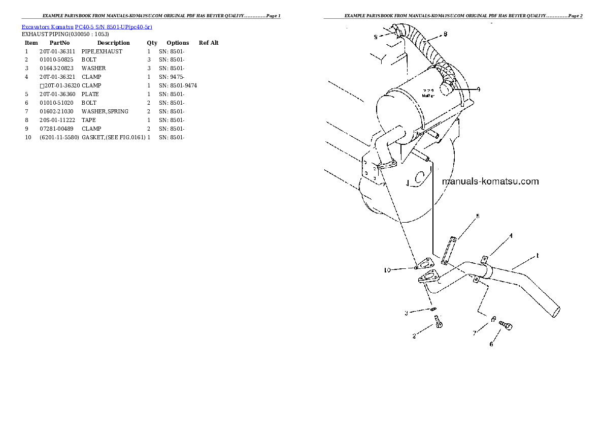 Protected: PC40-5 S/N 8501-UP Partsbook