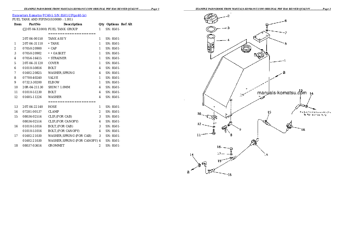 Protected: PC40-5 S/N 8501-UP Partsbook
