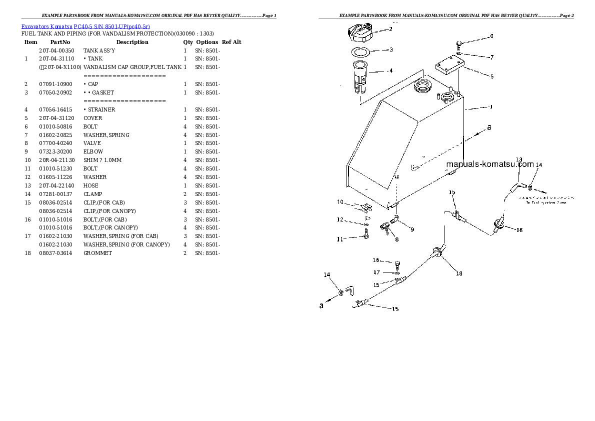 Protected: PC40-5 S/N 8501-UP Partsbook